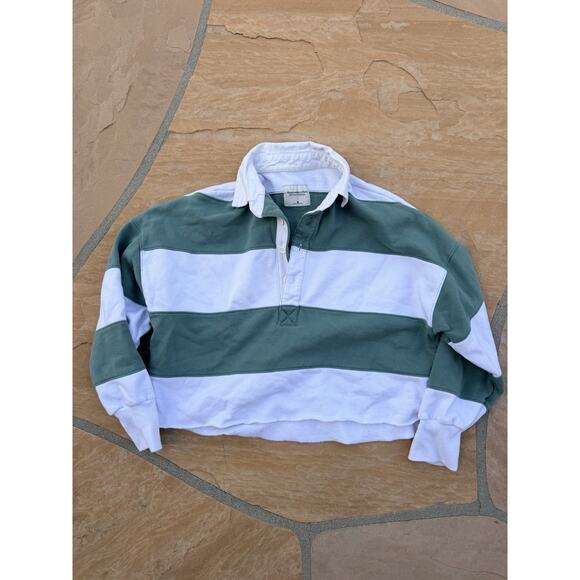 Abercrombie & Fitch Tops - Abercrombie & Fitch Rugby Polo Shirt Womens Medium Boxy Striped Cropped Y2K